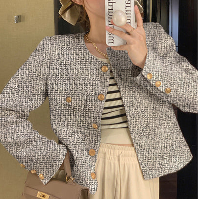 Damen Kurzblazer Goldene Knöpfe Moderner Schnitt