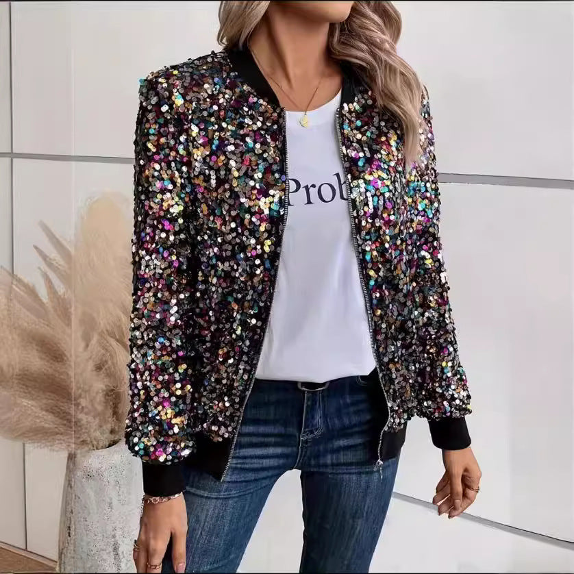 Damen Funktionsjacke Glitzer Pailletten Bequem Norvielle