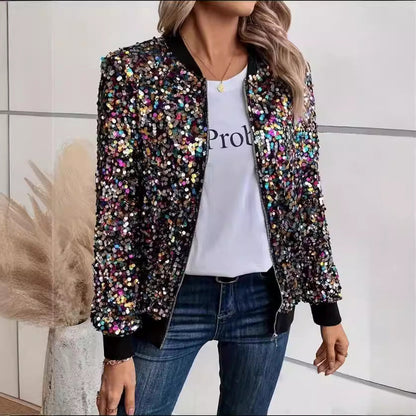 Damen Funktionsjacke Glitzer Pailletten Bequem Norvielle