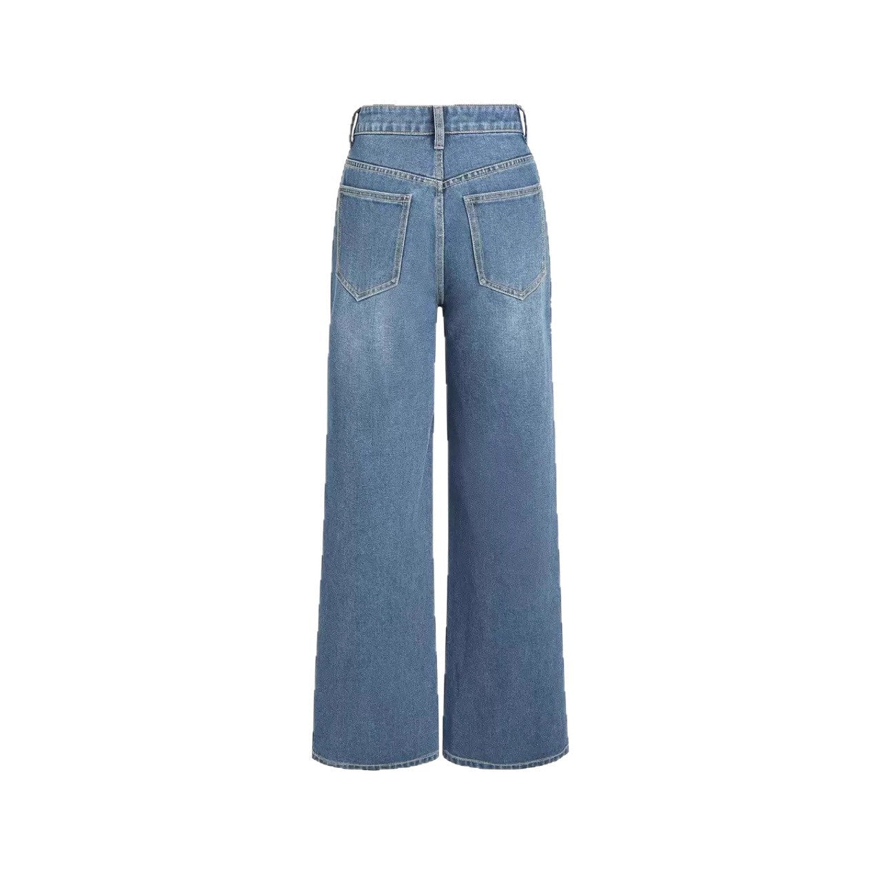 Damen Weite Denim-Hose Hochbund Klassisch