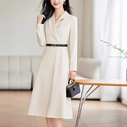 Damen Wickelkleid Elegantes Design Taillierter Gürtel Schwarz - Norvielle