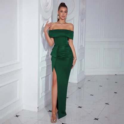Damen Langarmkleid Schulterfrei V-Ausschnitt Schwarz Norvielle - Norvielle