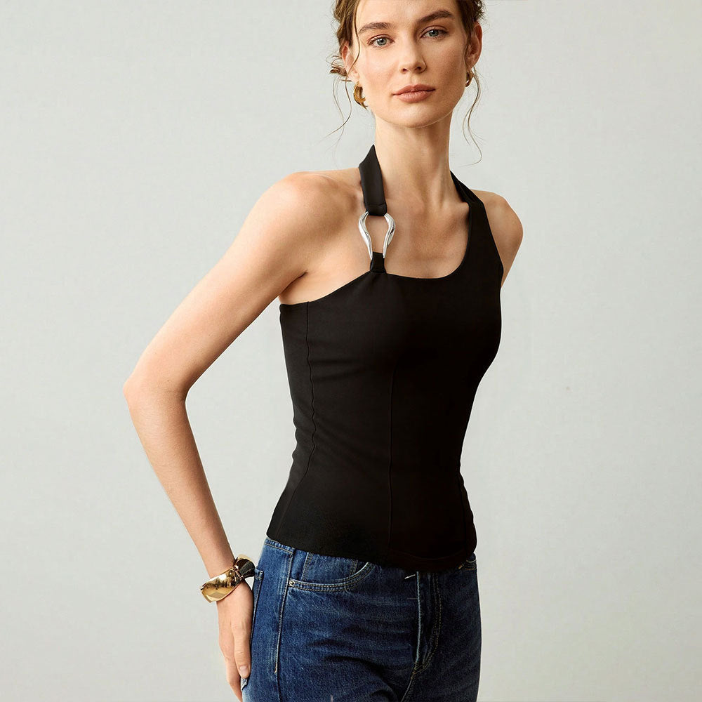 Damen Schulterfrei Metallakzent Elegantes Design