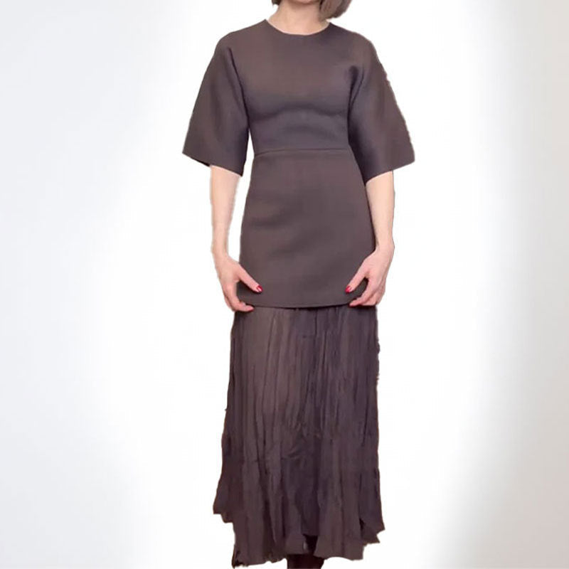 Damen Maxikleid Elegantes Falten-Design Moderner Schnitt Norvielle - Norvielle