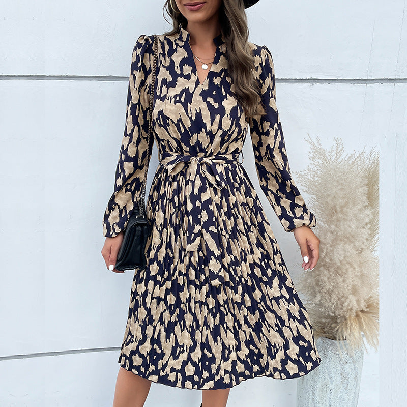 Damen Midi-Kleid Rüschen Taillengürtel Norvielle - Norvielle