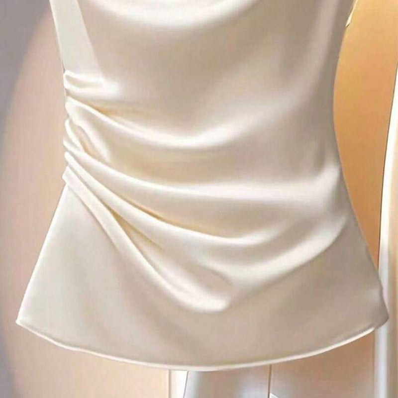 Damen Satin Oberteil Wasserfallausschnitt Norvielle