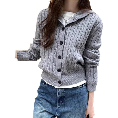 Damen Strickjacke Kapuze Zopfdesign Norvielle