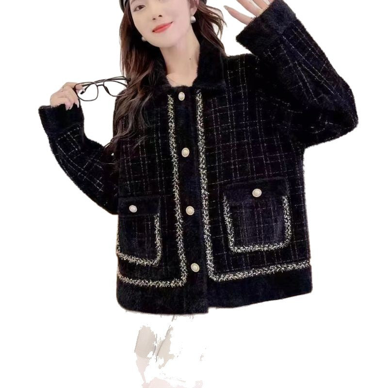 Damen Jacke Hahnentrittmuster Elegantes Design
