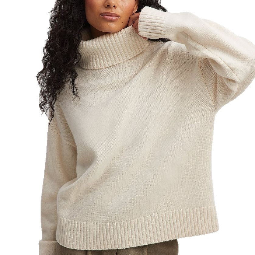 Damen Rollkragenpullover Feines Strickmaterial Beige