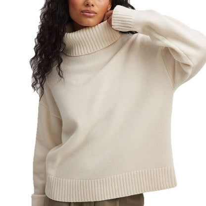Damen Rollkragenpullover Feines Strickmaterial Beige