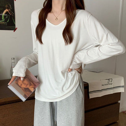 Damen Langarmshirt V-Ausschnitt Komfortschnitt Norvielle - Norvielle