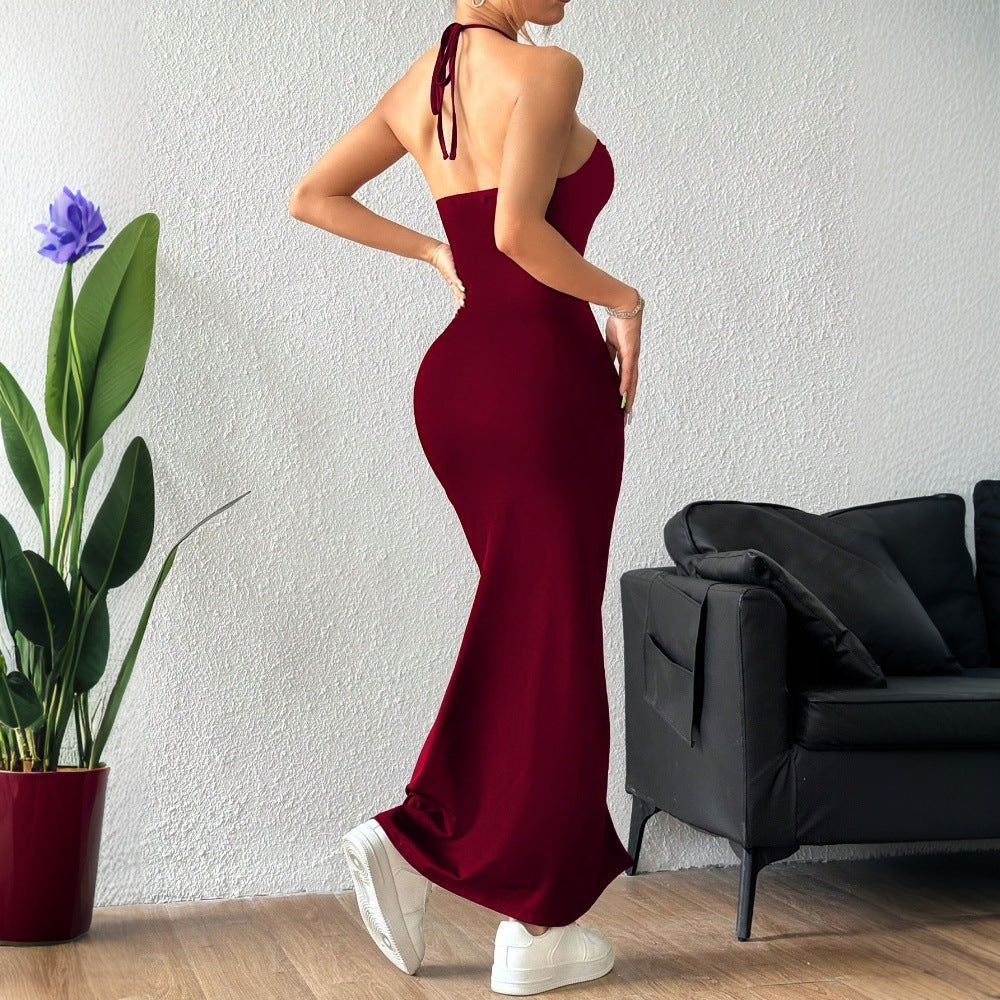 Damen Maxikleid Cut-Out Schlitz Norvielle