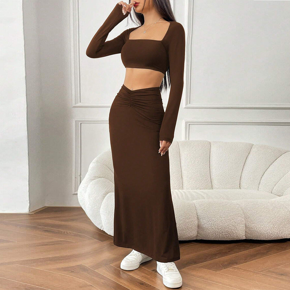 Damen Crop- und Maxirock Set mit Raffungen