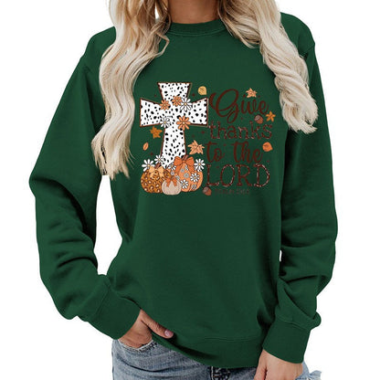Damen Sweatshirt mit Kreuz-Aufdruck Herbstlich