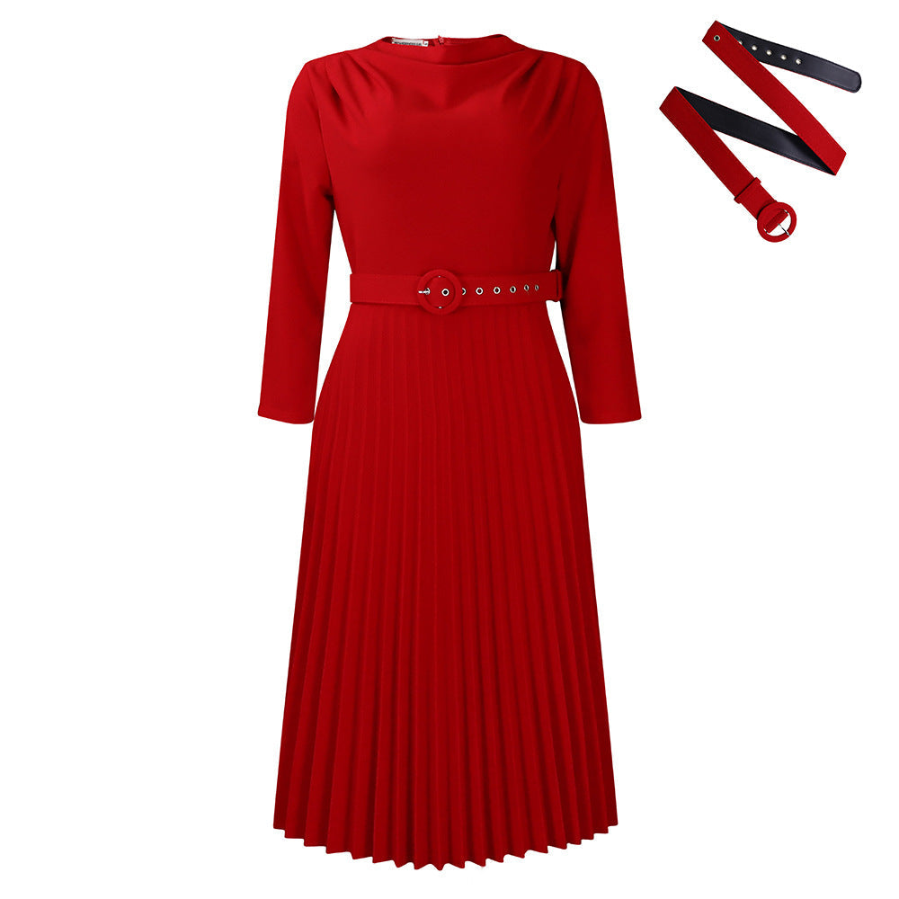 Damen Midikleid Plissee Tailliert Norvielle