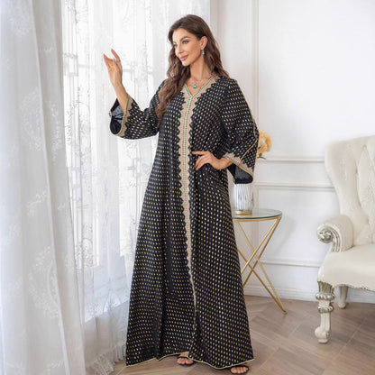 Damen Maxi-Kleid Kaftan-Stil mit Verzierungen Norvielle