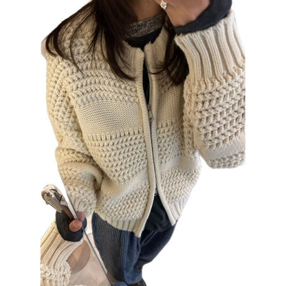 Damen Strickjacke Komfort Strukturiert Beige Norvielle
