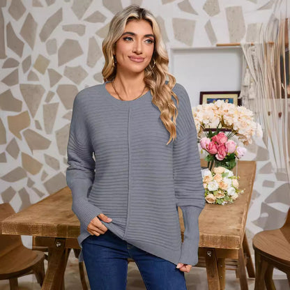 Damen Strickpullover Rippstruktur Lässiger Schnitt