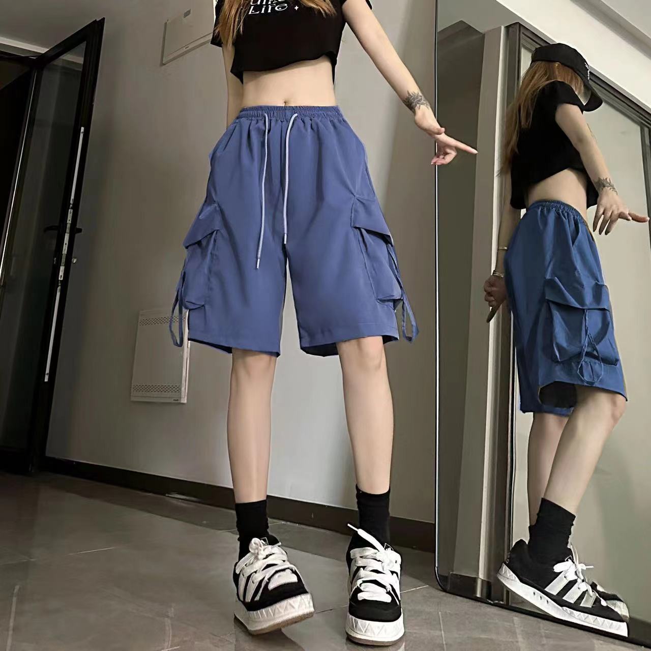 Damen Cargo-Shorts Elastischer Bund Praktische Seitentaschen