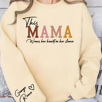 Damen Sweatshirt Mama Aufdruck Bequem Grün