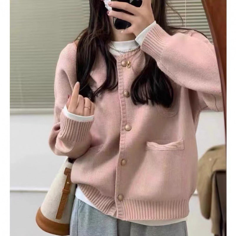 Damen Strickjacke Knopfdetails Großzügige Taschen Norvielle - Norvielle