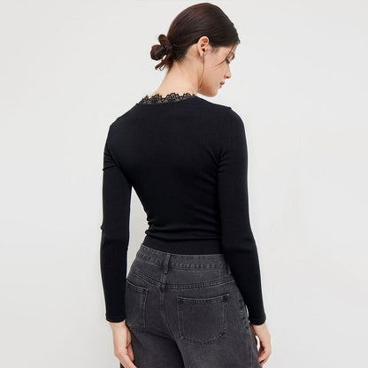 Damen Bodysuit V-Ausschnitt Spitze Norvielle