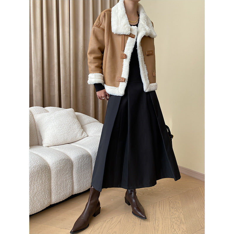 Damen Lederjacke Fleecegefüttert