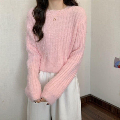Damen Strickpullover Weiches Material Beige Norvielle