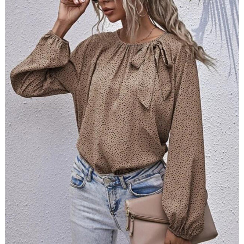 Damen Bluse Rüschendetail Allover-Muster Norvielle