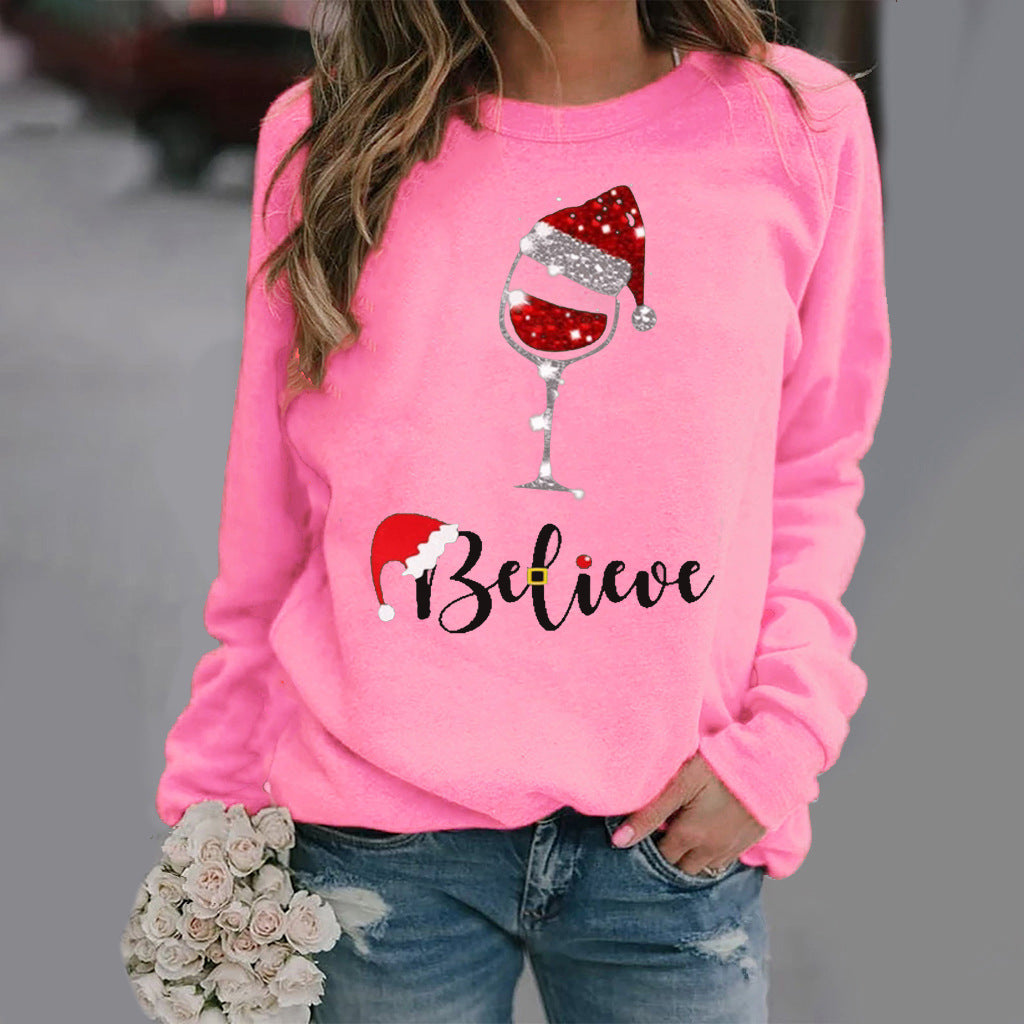 Damen Sweatshirt Baumwollmischung Rundhalsausschnitt Festlich Grau