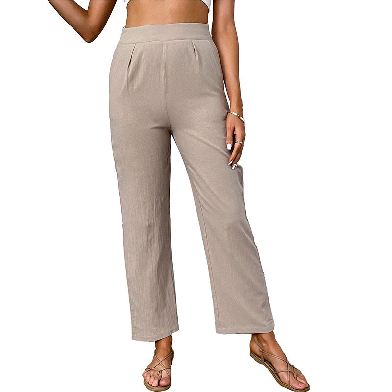 Damen Hochtaillenhose Weites Bein Eleganter Schnitt