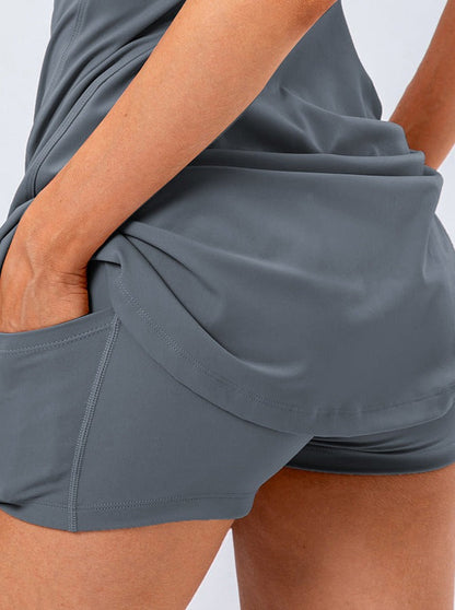 Damen Tenniskleid Sportlich Geschnitten Grau