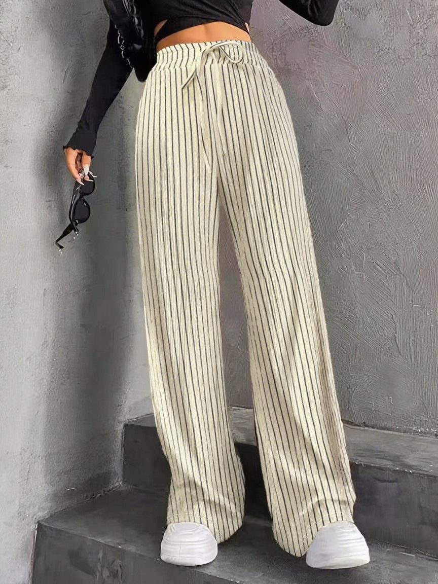 Damen Plissee-Hose Weit Elastischer Bund