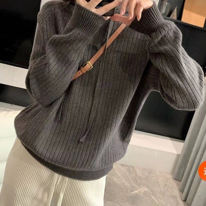 Damen Kapuzenpullover Feine Rippstruktur Lässiger Schnitt Norvielle