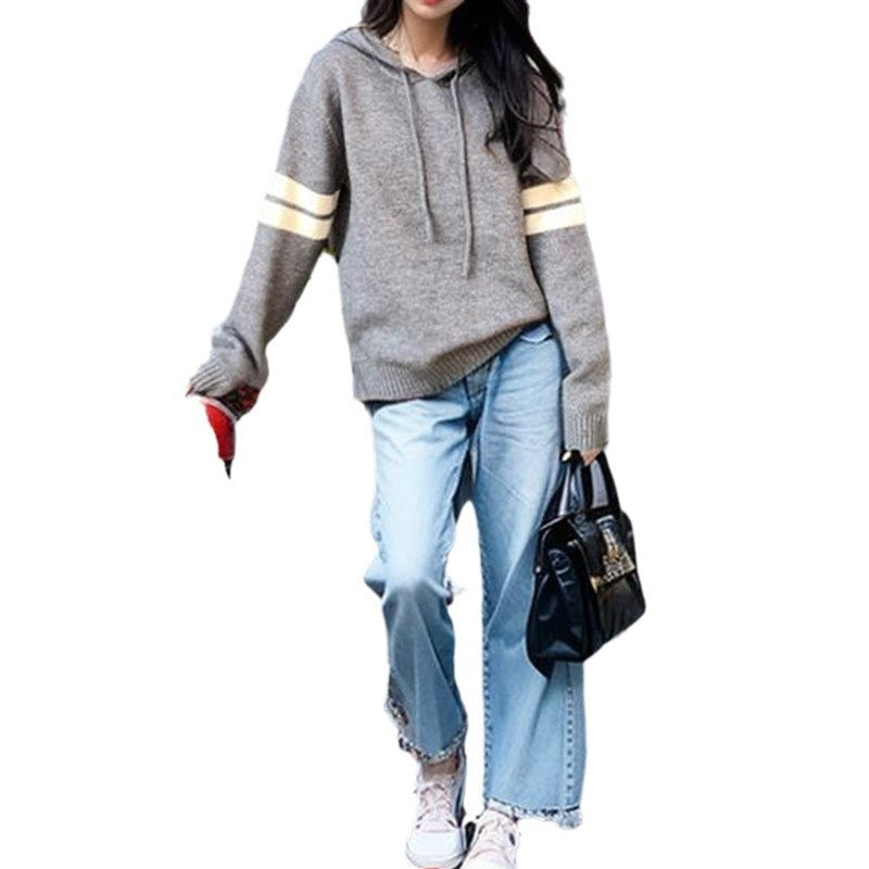 Damen Kapuzenpullover Streifen Norvielle