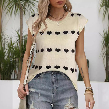 Damen Strickpulli Herzenmuster Lässiger Schnitt