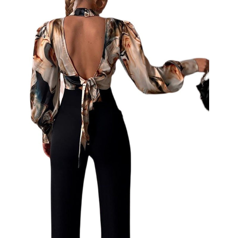 Damen Bluse mit Schlüsselloch-Ausschnitt und Volumenärmeln Norvielle