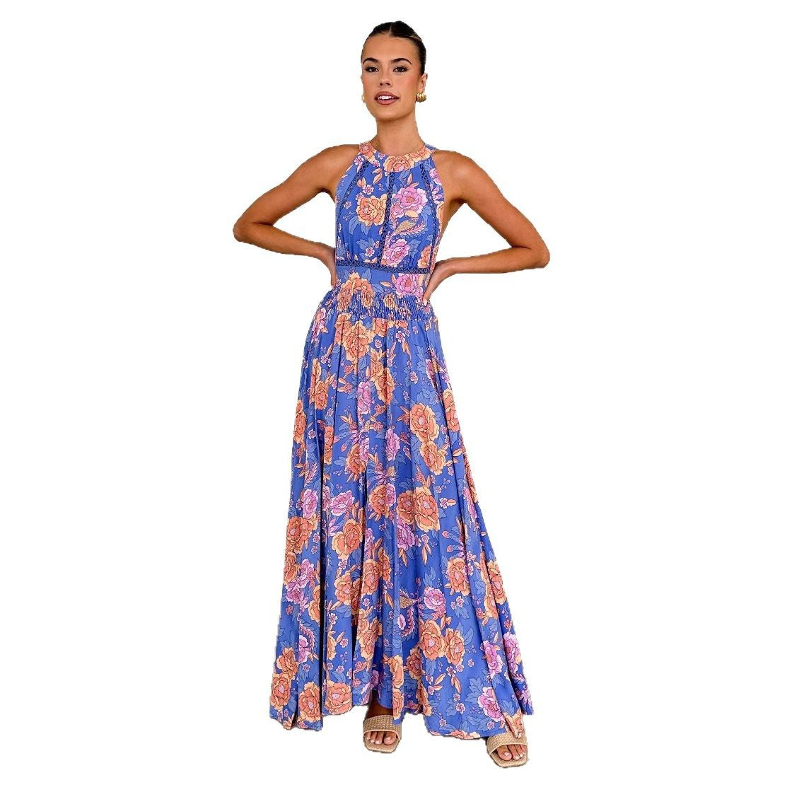 Damen Maxikleid mit Blumenmuster Racerback
