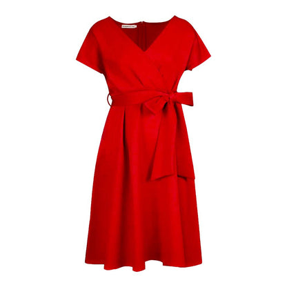 Damen Wickelkleid V-Ausschnitt Gürtel Norvielle