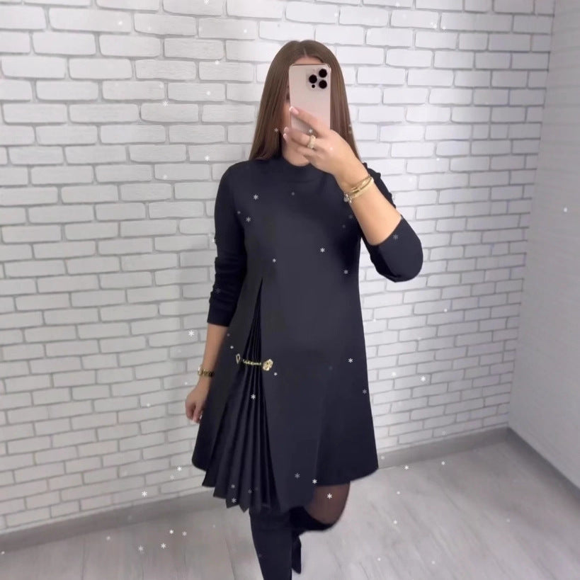 Damen Kleid Falten-Design Gurt Norvielle