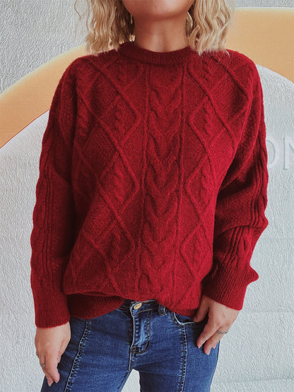 Damen Strickpullover Grobstruktur Zopf-Design Norvielle