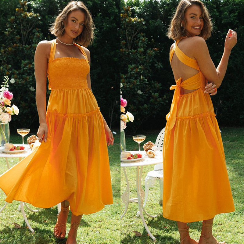 Damen Maxikleid Rückenausschnitt Schleifen Norvielle - Norvielle