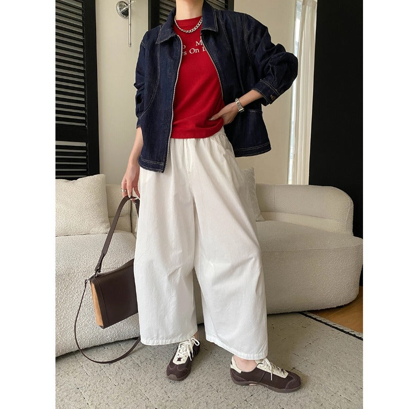 Damen Oversized Denim-Jacke mit Taschen und dezenten Details