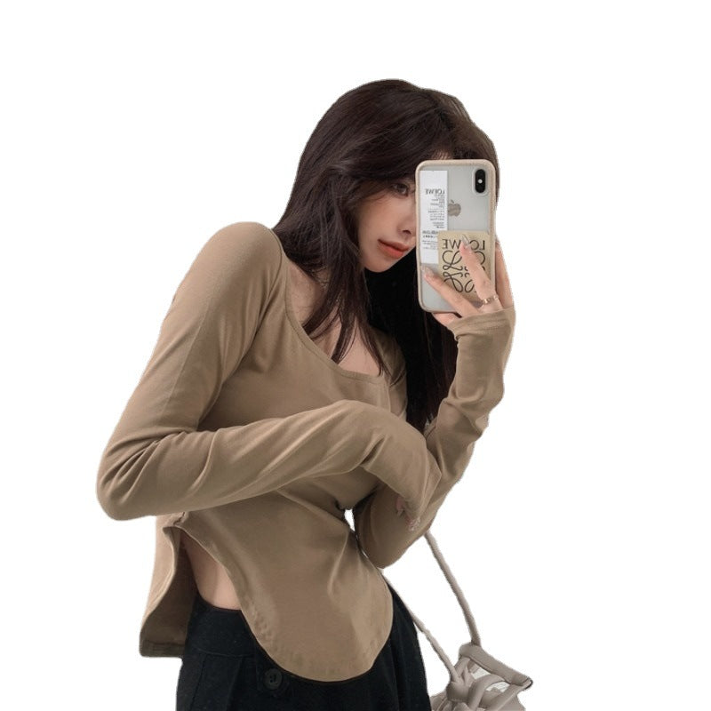 Damen Langärmliges Oberteil Elegant Asymmetrisch
