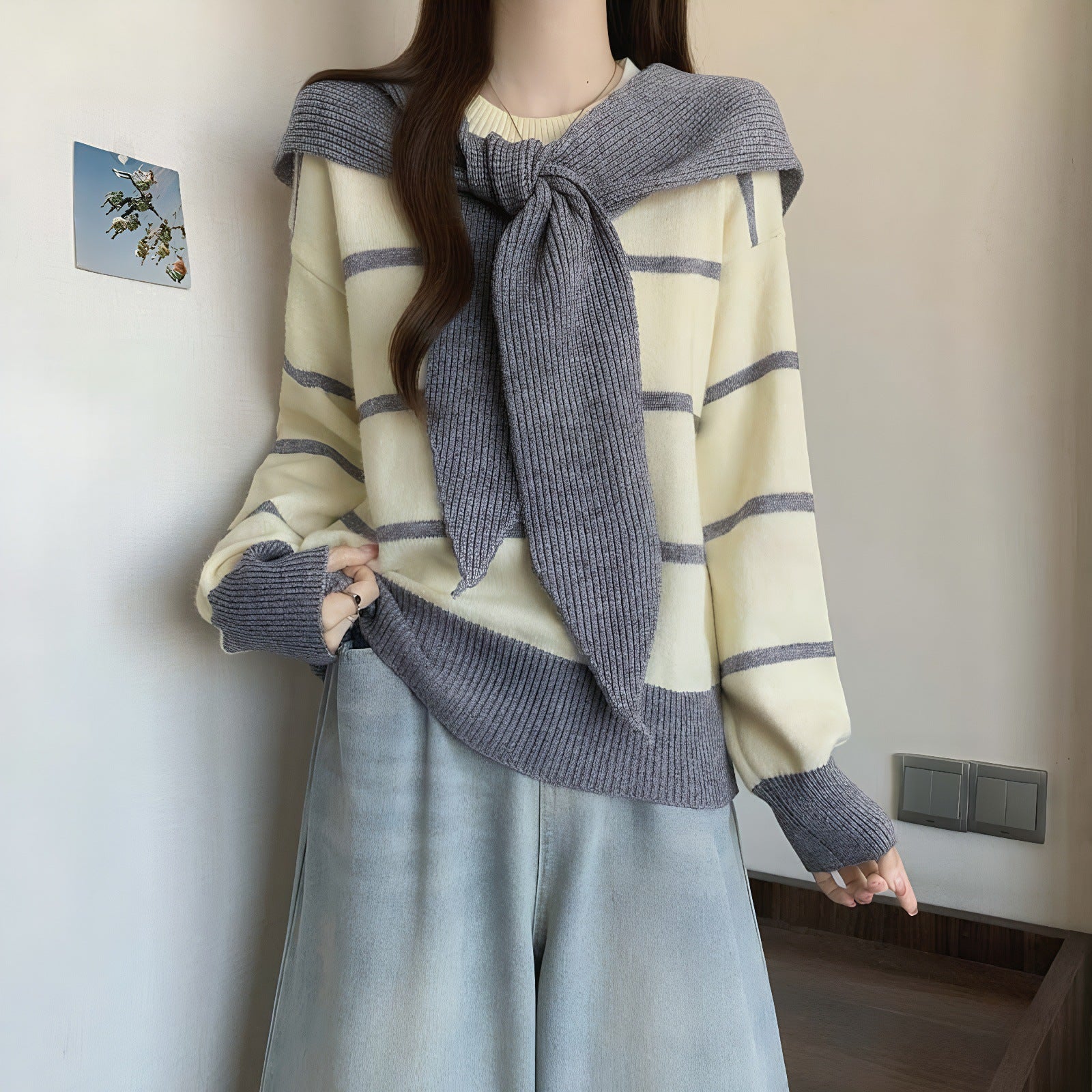 Damen Pullover Lässig Bindegürtel Norvielle - Norvielle
