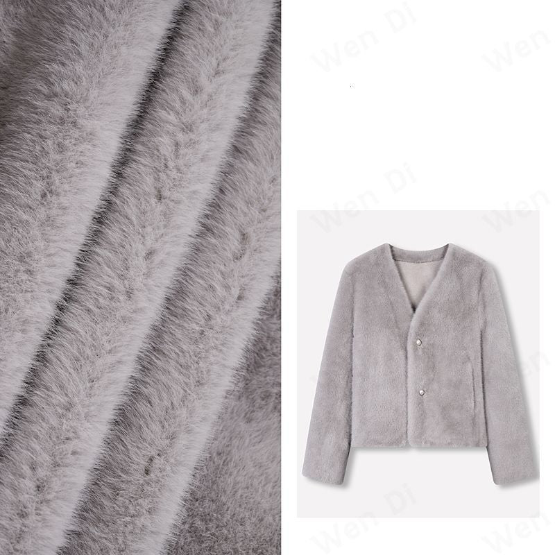 Damen Kurzjacke Flauschig mit Knöpfen Norvielle