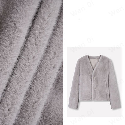Damen Kurzjacke Flauschig mit Knöpfen Norvielle