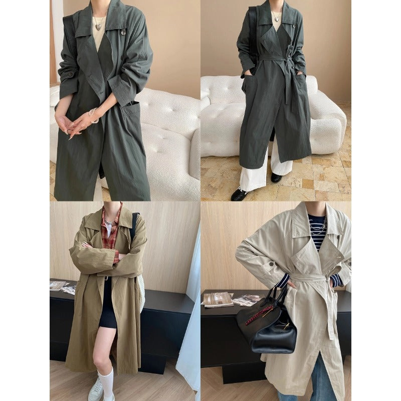 Damen Oversized Trenchcoat mit Taschen und Gürtel Norvielle