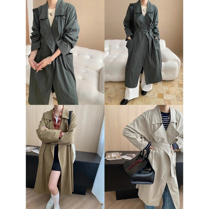 Damen Oversized Trenchcoat mit Taschen und Gürtel Norvielle