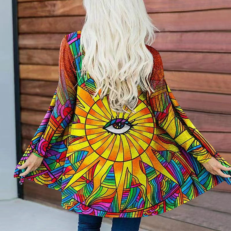 Damen Kapuzenpullover Weit Norvielle Bunt